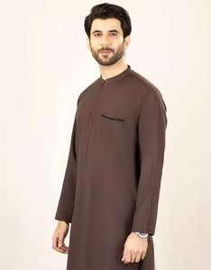Vente en gros Premium élégant Jubba Qatar Thobe couleur unie hommes Jubah Al arabe musulman Thobe Dubai islamique Dubaï hommes - Product Image 2