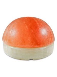 Tazón de lámpara de sal rosa del Himalaya de media cúpula tallado a mano con base de madera estilo Natural cálido brillo ámbar para el hogar - Product Image 4