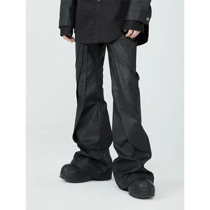 Pantalon en cuir pour homme de qualité supérieure, coupe droite, taille mi-haute, décontracté, couleur unie, tendance, imperméable, respirant, en vente en ligne - Product Image 6