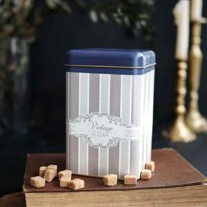 Lata de almacenamiento de metal cuadrada Elegance de 1.6L, 105x105x160mm para almacenamiento y conservación de alimentos - Product Image 1