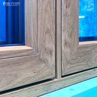 Fenêtre coulissante à double vitrage insonorisée en PVC Fuson French, grain de bois, avec moustiquaire magnétique ACR, pour villas, persienne horizontale