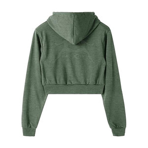 Comfortable Zipper Crop <b>Top</b> Hoodie With Smooth Finish And Relaxed Style Zipper Crop <b>Top</b> Hoodie - Product Image 2