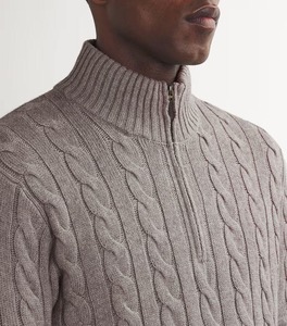 เสื้อสเวตเตอร์ถักไหมพรมคอเต่าแบบซิป ¼ สำหรับผู้ชาย ผลิตแบบ OEM / แบรนด์ส่วนตัว สไตล์คลาสสิก อุ่นสบายสำหรับฤดูหนาว เหมาะสำหรับตลาดสหรัฐอเมริกา - Product Image 2