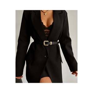 Ceinture pour femme avec boucle dorée anti-ternissement, ceinture pour pantalon, ceinture pour veste, ceinture pour robe, ceinture pour chemise - NOIR - Product Image 4