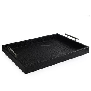 Bandeja de Metal Rectangular decorativa para el hogar, vajilla de alta calidad, Color blanco - Product Image 3