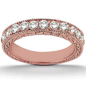 Ensemble de bague de fiançailles et alliance en or rose 14 carats avec diamant antique 1,70 ct Bijoux fins - Product Image 3