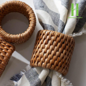 Anillos de Servilleta Tejidos de Mimbre de Bambú de Estilo Bohemio Vintage, Diseño Ecológico y Duradero, Tamaño y Color Personalizables, para Bodas HNH - Product Image 2