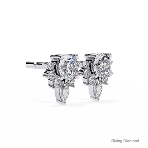 1,3 CTW Pendientes de diamantes cultivados en laboratorio de corte redondo CVD Diamante Certificado Oro blanco Regalo de aniversario - Product Image 3