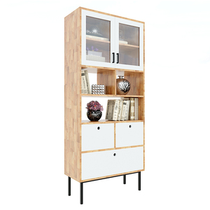 Étagère multi-compartiments KTB68094 80x35x186 (cm) en bois de caoutchouc avec pieds en fer, type sur pied pour salon - Product Image 3