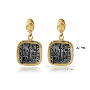 Boucles d'oreilles à clous de style ancien Néfertiti, style égyptien, vente en gros, fabrication artisanale turque, bijoux en argent sterling 925 - Product Image 2