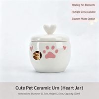 Urne funéraire en céramique pour animaux de compagnie, urne commémorative pour chat et chien avec couvercle, design empreinte de patte, pour la perte d'un animal, cadeau pour les funérailles