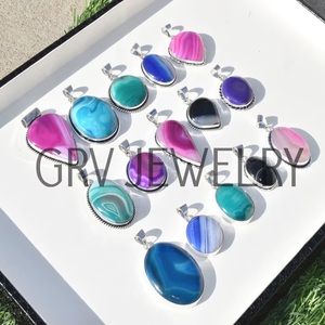 Pendentifs ethniques artisanaux en argent sterling 925 avec pierre précieuse en onyx dentelle naturelle pour les mariages, les fêtes et les anniversaires - Product Image 5