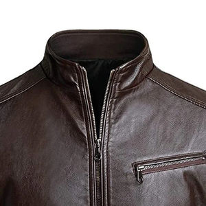 Veste en cuir pour hommes, dernier modèle, style cuir, streetwear tendance, veste pour hommes 2026, coupe ajustée - Product Image 6