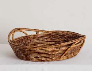 Plateau de service de luxe en rotin de forme ronde de qualité Design attrayant Vaisselle de grande taille de couleur marron Plateau de nourriture de cuisine - Product Image 2