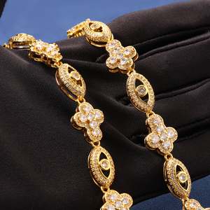 Luxury Gold Plated Moissanite <b>Statement</b> <b>Necklace</b> with Flower and Eye Design for Women Party Jewelry - Product Image 2