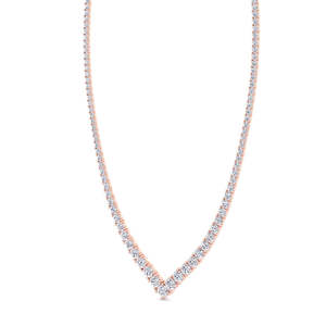 Collar de Tenis Chevron de Lujo con 22 Diamantes de Laboratorio, Color DEF, Claridad VVS/VS, Oro Blanco de 14K con Baño de Rodio, Venta al Por Mayor - Product Image 1