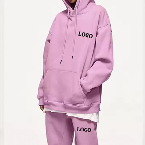 Jersey de invierno con capucha y traje de jogging para mujer, conjunto de dos piezas de algodón personalizado al por mayor, Sudadera con capucha en blanco para mujer - Product Image 4