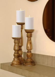 Candelabro de madera Vintage, soporte para Decoración de mesa antigua, vela de boda, directo de fabricación - Product Image 4