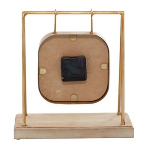 AK นาฬิกาอะนาล็อกโลหะทองเหลืองทำจากทองเหลืองพร้อมฐานไม้สี่เหลี่ยมสำหรับตกแต่งสำนักงาน/ตกแต่งบ้าน - Product Image 6