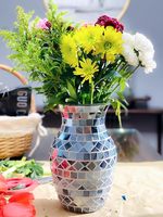 Vase mosaïque moderne unique fait main et écologique pour arrangement floral, décoration de mariage, design miroir étincelant, salon