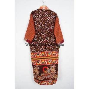 Kimono Vintage de Seda Reciclada, Ropa de Dormir Diaria, Kimono Sari Indio, Regalo para Ella, Ropa de Dormir, Kimono para Damas de Honor, Túnica, Salida de Playa - Product Image 5