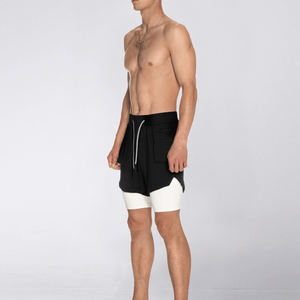 Men's 2-in-1 Quick Dry Gym Fitness Shorts Comfortable <b>Elastic</b> <b>Waistband</b> with Double Layer Casual Solid Pattern Workout Shorts - Product Image 3