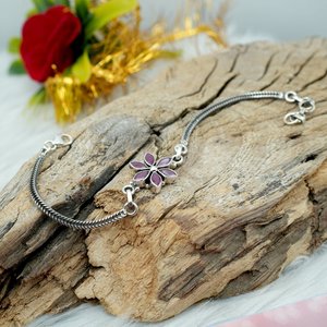 Bracelet en perles de pierres précieuses naturelles en argent sterling 925 Design floral bijoux fins réglables cadeau d'anniversaire parfait pour elle - Product Image 3