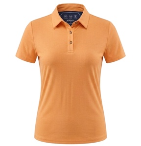 Premium 200 GSM Cotton Polyester <b>Waffle</b> Knit Women Polo <b>Shirt</b> Soft Breathable Orange Custom Embroidery Logo Women Polo <b>Shirts</b> - Product Image 1
