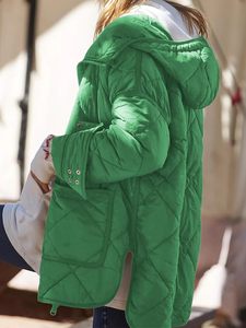 Chaqueta acolchada para mujer Abrigo de invierno con cremallera de manga larga con capucha Chaquetas cálidas ligeras con bolsillos - Product Image 4