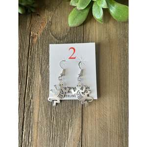 <b>Sterling</b> <b>Silver</b> Navajo <b>Dangle</b> Lizard <b>Earrings</b> with Freshwater Pearl and Shell - Product Image 3