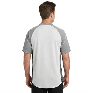 Maillot de baseball blanc et gris pour homme avec logo brodé, manches courtes, tissu respirant en mesh - Product Image 3