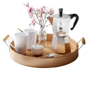 Bandeja de servicio decorativa para el hogar personalizada bandeja para uso en la cocina a precio al por mayor venta caliente mejor calidad bandeja recubierta de oro de metal - Product Image 1