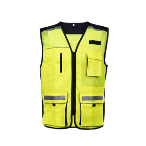 เสื้อกั๊กนิรภัยพร้อมกระเป๋าสะท้อนแสงปรับแต่งโลโก้ได้พิมพ์สีทึบ - Product Image 2