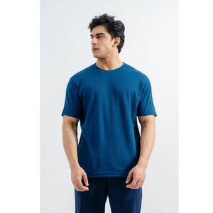 Personalizado OEM Logo gráfico en blanco acanalado cuello redondo de gran tamaño 100% algodón de peso pesado ropa de calle algodón camiseta de gran tamaño - Product Image 4