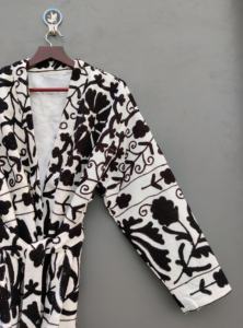 100% Best Quality Suzani Embroidered Short Jacket Elegant White Black Boho Style Embroidery Kimono Robe for Winter - Product Image 2