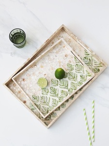 Bandeja de lujo con Incrustaciones de nácar de alta calidad, bandejas decorativas para servir, fregona, bandeja redonda personalizada, vajilla hecha en Vietnam - Product Image 3