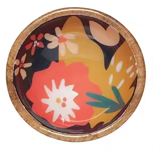 Cuencos de madera hechos a mano, esmalte decorativo, diseño impreso, perfecto para servir ensaladas frescas, postres y más vajilla disponible ahora - Product Image 4