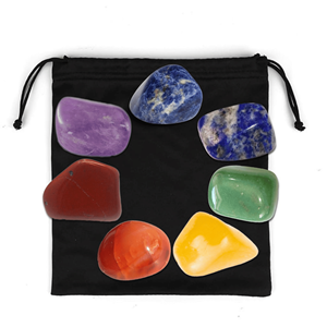 Juego de piedras caídas de siete Chakras, cristales curativos para meditación, Reiki y herramientas de energía de equilibrio de Chakra con bolsa de terciopelo - Product Image 1