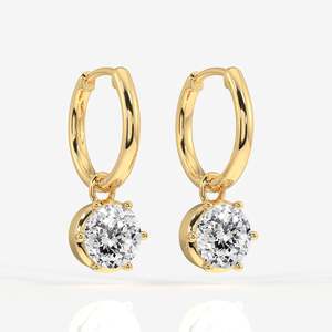 Pendientes Colgantes de Diamantes Cultivados en Laboratorio, Oro de 18K, Corte Portugués, Joyería Elegante - Product Image 1