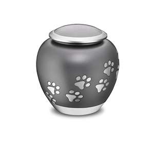 Urne funéraire moderne en métal doré avec motif de patte noire pour les cendres de chien et de chat bien-aimés - Product Image 6