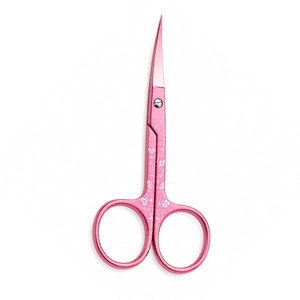 Ciseaux à sourcils roses en acier inoxydable, lame droite et aiguisée, outil de beauté et de toilettage, pour droitiers - Product Image 1