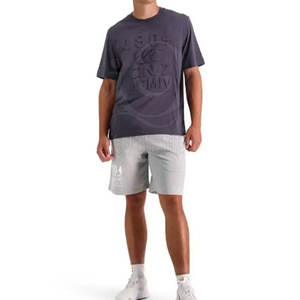 Camiseta de manga corta en relieve con diseño de cuello redondo Camiseta en relieve de mezcla de algodón para hombres con opción de logotipo personalizado - Product Image 4