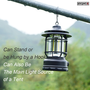 HYUGA COB LED al aire libre Camping RETRO luz, recargable blanco cálido clásico vieja escuela linterna atmósfera lámpara tienda Luz - Product Image 5