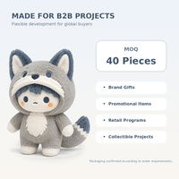 Boneka Plush Kucing Rubah Mini Lucu 10cm, Boneka Hewan Custom Berkerudung dengan Ekor untuk Hadiah, Koleksi, dan Eceran