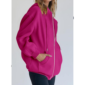 Sweat à capuche imprimé couleur personnalisé pour femmes poche kangourou à épaules tombantes surdimensionné pour les femmes - Product Image 3