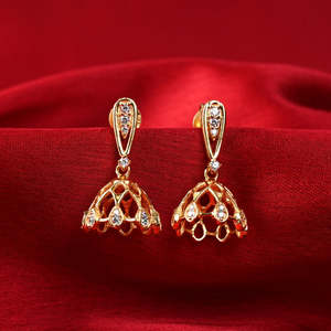 NOVAMART Fine Premium 925 <b>Silver</b> Drop and <b>Chandelier</b> Jhumki & Jhumka Earrings Gold Plated with Diamond for Women Weddings Wholes - Product Image 2
