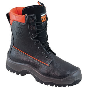 NoRisk S3 SRC EN20345/EN17249 Black/Orange <b>Leather</b> Forestry Safety <b>Boots</b> Size 44 for <b>Work</b> Environments - Product Image 2