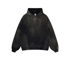 Custom Acid Wash Heavyweight Oversized Hoodies 420 Gsm French Terry Vintage No <b>String</b> <b>Black</b> Cotton Winter OEM Service - Product Image 3