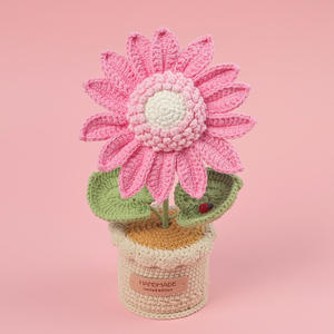 Ornements en laine faits à la main en gros, accessoires de fleurs artificielles tournesol, artisanat textile - Product Image 6