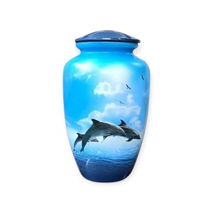 Urna Conmemorativa Azul Plateada con Diseño Clásico Grabado para un Tributo Conmemorativo Elegante - Product Image 5